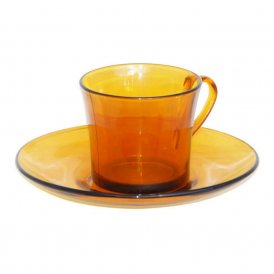Cup with Plate Duralex Lys Amber 6 Units (180 ml)