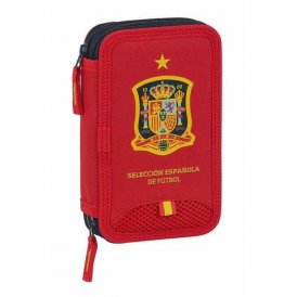 Real Federación Española de Fútbol Dobbelt pennal RFEF M854 Rød 12. 5 x 19. 4 cm (28 Deler) Polyester