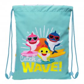 Baby Shark Ryggsekk med Stringer Surfing Blå Hvit 26 x 34 1 cm Polyester