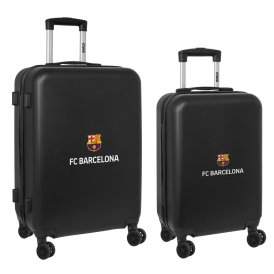 F. C. Barcelona Koffertsett + mediano 24 Trille / Tralle Svart 40 x 63 26 cm (2 Deler) Polyester