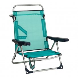 Beach Chair Alco Aluminium Multi-position Foldable Green 62 x 82 x 65 cm (62 x 82 x 65 cm)