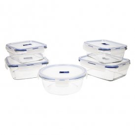 Set of lunch boxes Luminarc Pure Box Active (5 pcs) Bicoloured Glass 43 x 32 x 18 cm (5 Units)