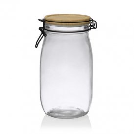 Transparent Glass Jar Versa Bamboo (11,8 x 21,7 x 11,8 cm) 1,5 l