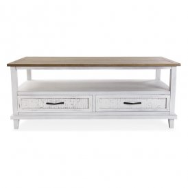 TV Table with Drawers Versa VS-21081104 MDF Wood Wood White Bamboo Pinewood 50 x 49,5 x 120 cm