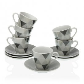 Set of Mugs with Saucers Versa Porcelain (6 Pieces) (5,8 x 6 x 5,8 cm) (6 pcs)