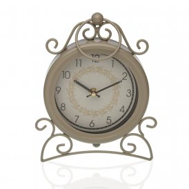 Table clock Versa Beige Multicolour Metal 25 x 19 x 4,5 cm
