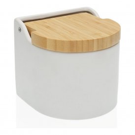 Salt Shaker with Lid Ceramic Bamboo (12 x 11,5 x 12 cm)