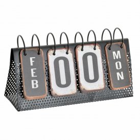 DKD Home Decor Skrivbordskalender Vit Svart 34 x 13 21 cm Metall