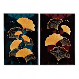 Painting DKD Home Decor Oriental Leaf of a plant (62 x 2,3 x 92 cm) (2 Units)