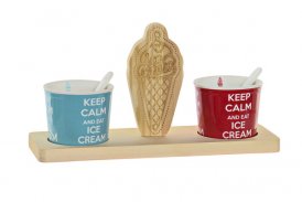 Dekodonia Sett med glass DKD Home Decor Flerfarget Keramikk Furutre
