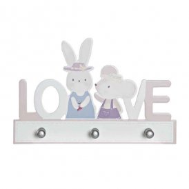 Wall mounted coat hanger DKD Home Decor Love MDF Wood Rabbit