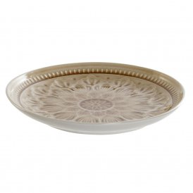Flat plate DKD Home Decor Cream Mandala Stoneware (21 x 21 x 3 cm)