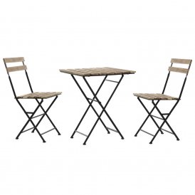 Table set with chairs DKD Home Decor Black Metal Brown Pinewood (3 pcs)
