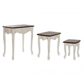 Set of 3 tables DKD Home Decor White Brown 60 x 40 x 66 cm