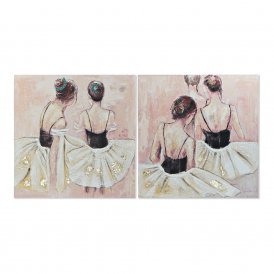 Painting DKD Home Decor Dancers 100 x 3,5 x 100 cm Ballet Dancer Romantic (2 Units)