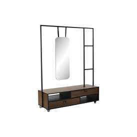 Hall Table with 2 Drawers DKD Home Decor Brown Black Multicolour Metal Mango wood Mirror 135 x 47 x 175 cm