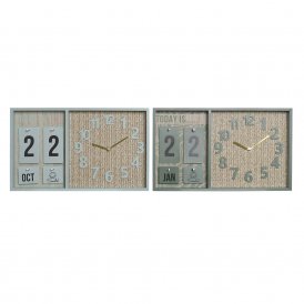 Wall Clock DKD Home Decor polypropylene Green Mint MDF Wood (2 pcs) (40 x 5 x 24 cm)