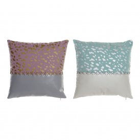 Cushion DKD Home Decor 8424001818976 Blue Pink Polyester Aluminium (45 x 10 x 45 cm) (2 Units)