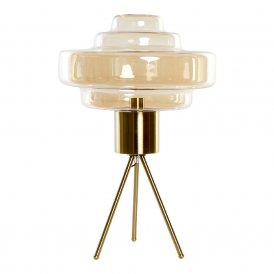 Desk Lamp DKD Home Decor Amber Metal Crystal 240 V Golden 50 W