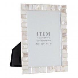 Photo frame DKD Home Decor S3016082 Metal White Mother of pearl (15 x 1,5 x 19,5 cm)
