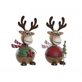 Christmas bauble DKD Home Decor Metal Reindeer (2 pcs) (16 x 14 x 26 cm)