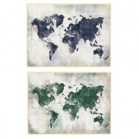 Painting DKD Home Decor World Map (82 x 3 x 62 cm) (2 Units)