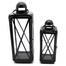 Lantern DKD Home Decor Crystal Black Metal (21 x 21 x 57 cm) (2 pcs)