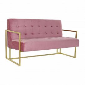 Sofa DKD Home Decor 128 x 70 x 76 cm Pink Golden Metal