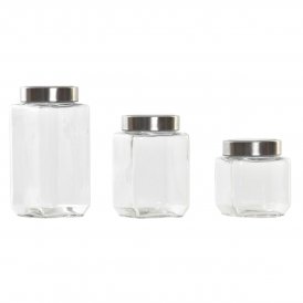 Uppsättning med 3 Burkar DKD Home Decor 750 ml 8,5 x 8,5 x 18 cm