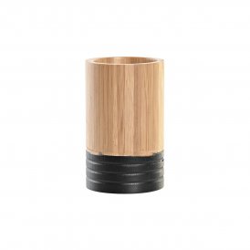 DKD Home Decor Tandborsthållare Bambu 7 x 11 cm Svart Aluminium