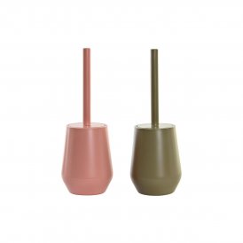 DKD Home Decor Toalettborste Grön Rosa polystyren 12 x 34, 5 cm (2 antal)