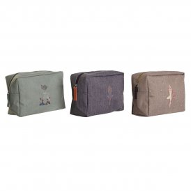 DKD Home Decor Matkapakkaus Ruskea Vihreä Burgundi 20 x 8 14 cm Puuvilla