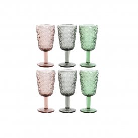 Home ESPRIT Koppesett Svart Rød Grønn Krystall 285 ml (6 enheter) Glass