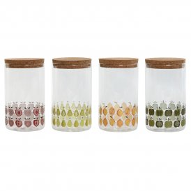 Burk Home ESPRIT Gul Grön Naturell Kork Silikon Borosilikatglas Shabby Chic 1 L (4 antal)