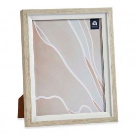 Photo frame Brown White 24 x 2 x 29 cm Crystal Beige Plastic