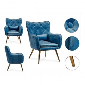 Armchair Blue Velvet (68 x 92 x 70 cm)