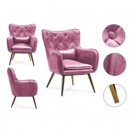 Armchair Pink Velvet (68 x 92 x 70 cm)