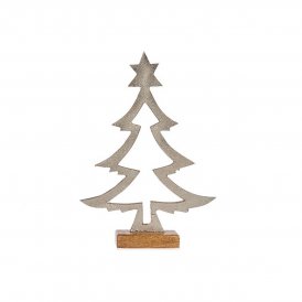 Weihnachtsbaum Silhouette 5 x 29 x 20,5 cm Silberfarben Holz