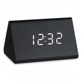 Table-top Digital Clock Black PVC MDF Wood (11,7 x 7,5 x 8 cm)