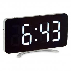 Table-top Digital Clock Mirror White ABS (15,7 x 7,7 x 1,5 cm)