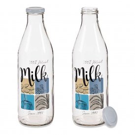 Bottle Natural Milk Transparent Metal Glass (1000 ml)
