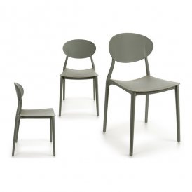 Dining Chair Grey Plastic (41 x 81 x 49 cm)