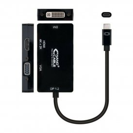 NANOCABLE USB-C til VGA/HDMI/DVI-Adapter 10. 16. 4301-BK (10 cm) Svart 10 cm
