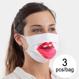 Luanvi Hygienisk gjenbrukbar tøymaske Tongue Størrelse M Pakke med 3 enheter Hvit