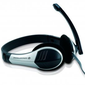 Conceptronic Hodetelefoner med Mikrofon Allround Stereo Headset Svart Sølv Plast