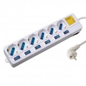 Ewent Forgrener - 6 Kontakter med Svitsj EW3932 1, 5 m 2500W Hvit (1, m)
