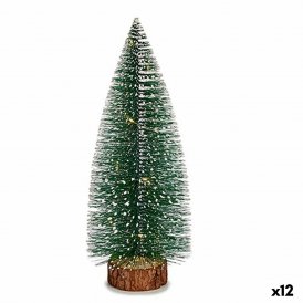 Decorative Figure LED Light Christmas Tree Green Wood Plastic 11 x 35 x 11 cm (12 Units)
