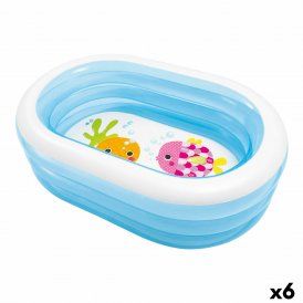 Intex Oppblåsbart plaskebasseng for barn Oval Blå Hvit 230 L 163 x 46 107 cm (6 enheter)