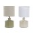 Desk lamp DKD Home Decor Green Beige Linen Stoneware 220 V 40 W (2 pcs) (18 x 18 x 33 cm)