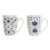 Cup with Tea Filter DKD Home Decor Blue White Stainless steel Porcelain (380 ml) (2 pcs)